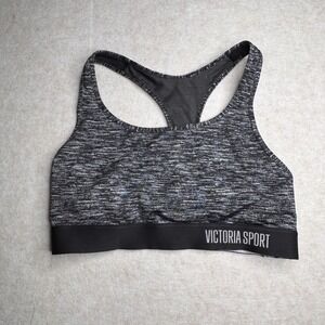 Victorias Secret Gray Black Space Dye Racerback Sports‎ Bra Womens Size Large L